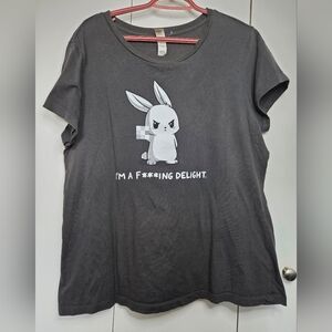 🌷Teeturtle Women's XL "I'm A F***ing Delight" Charcoal Bunny Graphic Crewneck